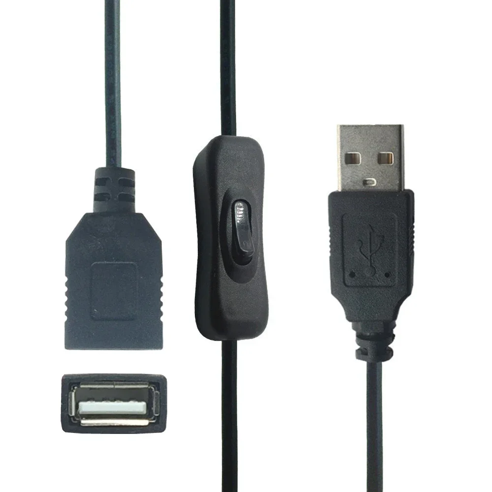 High Quality Electronics Converting USB Cable Male To Female Switch ON OFF Cable Toggle LED Lamp Power Line Black 0.3m