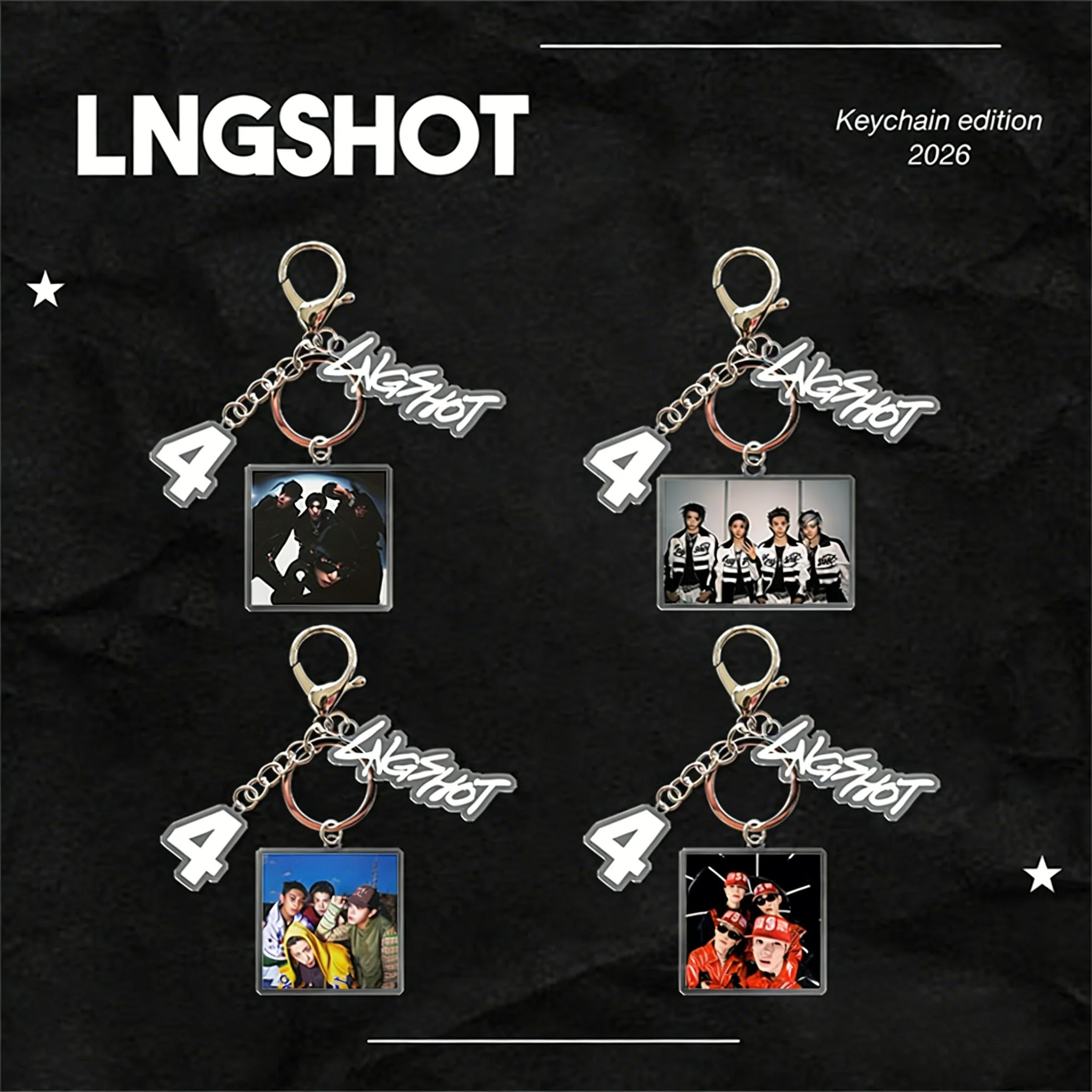 3Pcs/Set LNGSHOT Keychain OHYUL RYUL WOOJIN LOUIS Double Sides