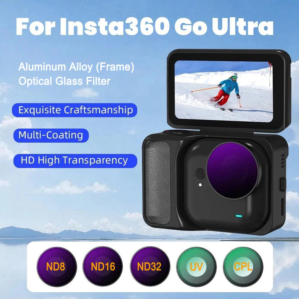 

BRDRC Оптический стеклянный фильтр для объектива камеры для Insta360 Go Ultra, УФ-фильтр / фильтр CPL / ND8+ND16+ND32 ND аксессуары для фильтров