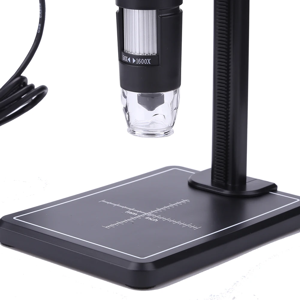 HD Inspection Camera 1600X USB Digital Microscope with 8 LED & Lift Stand Zoom Camera Magnifier for MAC Win10 Win8 Win7