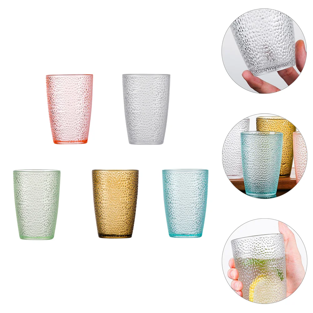 5 Pcs Party Beer Mug Acrylic Cup Drink Clear Colored Stemless Glasses Juice Water Coffee Mugs