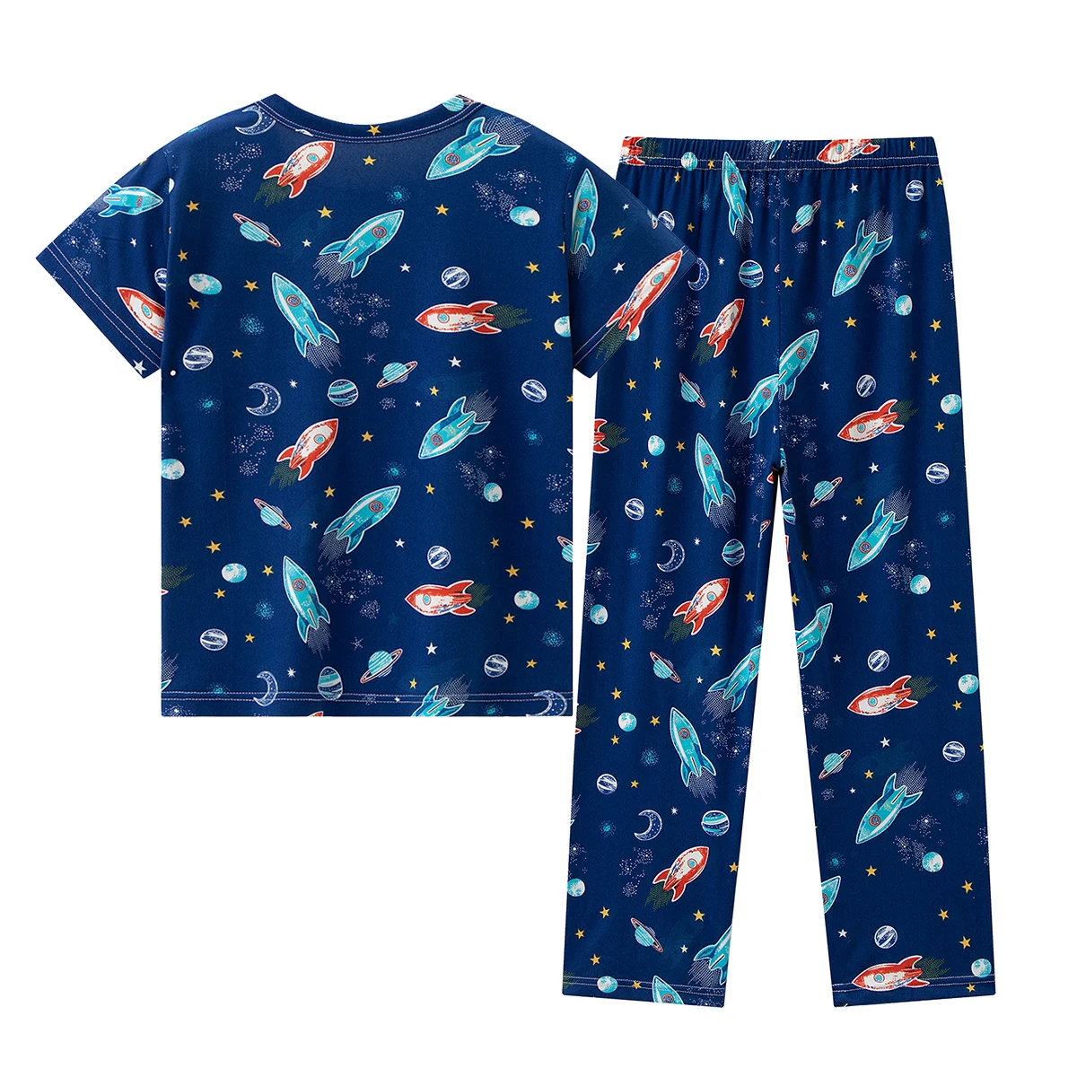 2/6-teiliges Sommer-Mode-Set für Kinder mit Aufdruck in Übergröße für Jungen, bequemes, kurzärmliges Oberteil mit Rundhalsausschnitt und weiche Hose – Detail 8