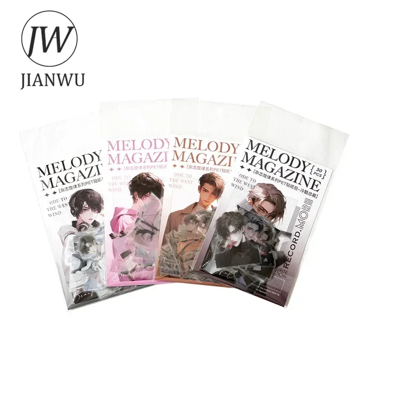 JIANWU Magazine Melody Series Vintage Character Landscaping Material Collage PET Sticker Creative DIY Journal Stationery