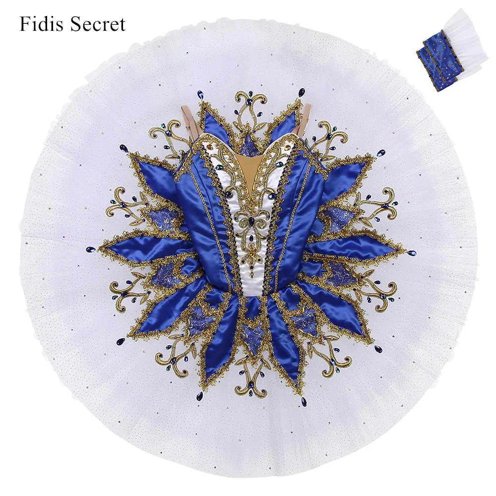 

Adult Royal Blue Classic Platter Ballet Tutus,Ballerina Blue Bird Performance Stage Wear,Girls YAGP Competition Dancing Costumes