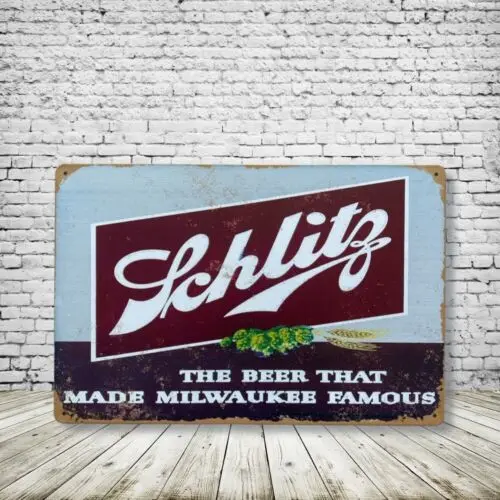 Schlitz Beer Vintage Style Tin Metal Bar Sign Poster Man Cave Collectible New