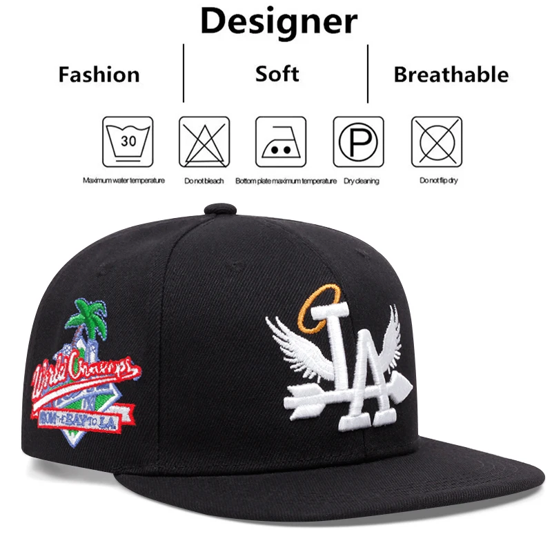 Unisex New Letter Wing Pattern Side Pattern Embroidery Fashion High Quality Snapback Men\'s Versatile Casual Baseball Hat