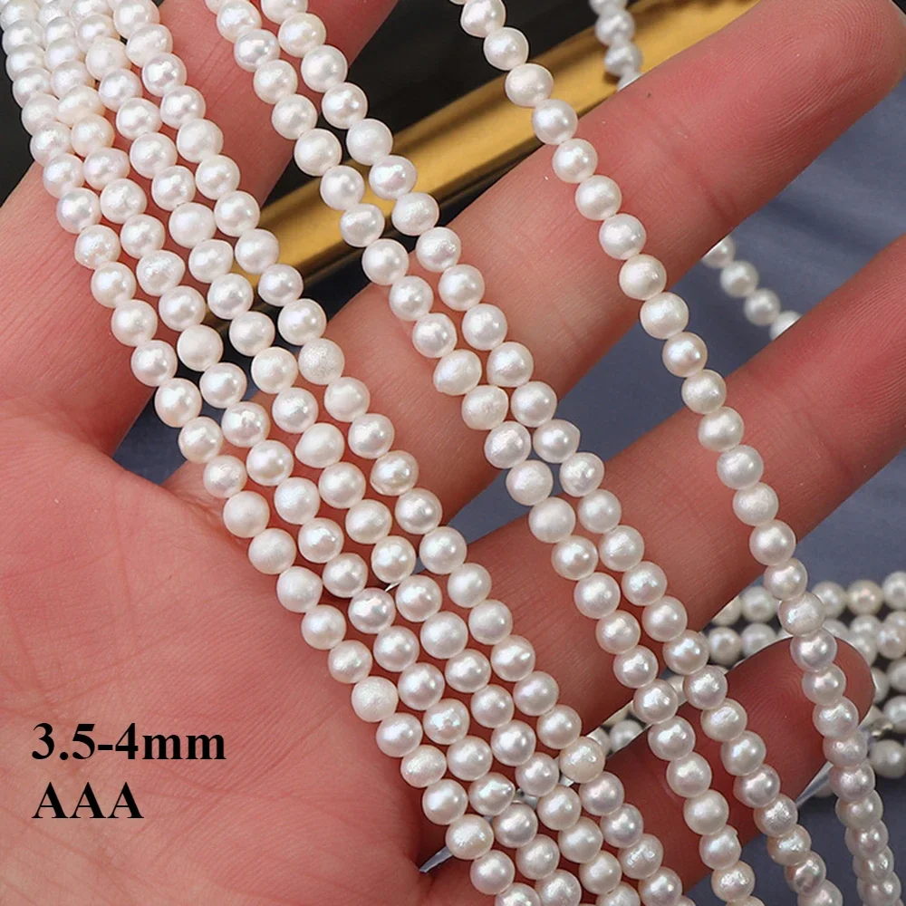

3.5-4mm3A Natural Freshwater Round White Pearl Isolated Loose Bead Exquisite Women Gift JewelryDIY Necklace Bracelet Accessories