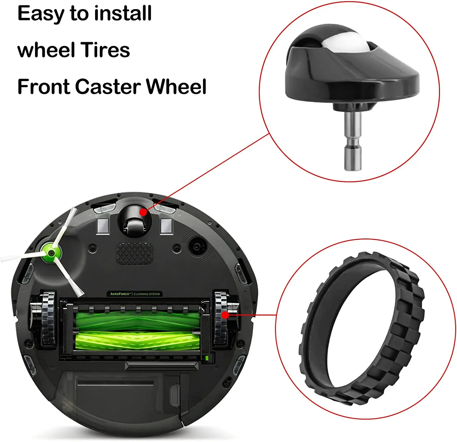 Ruota anteriore e TiresSkin per IRobot Roomba I7 E5 E6 500 600 700 800 900 serie iRobot Roomba accessori di ricambio