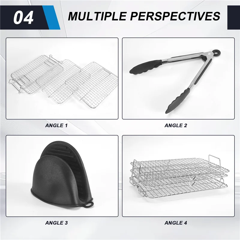 ABBK- رف مقلاة هوائية لمقلاة الهواء نينجا فودي شواء XL، رف تجفيف متعدد الطبقات، ملحقات مقلاة الهواء