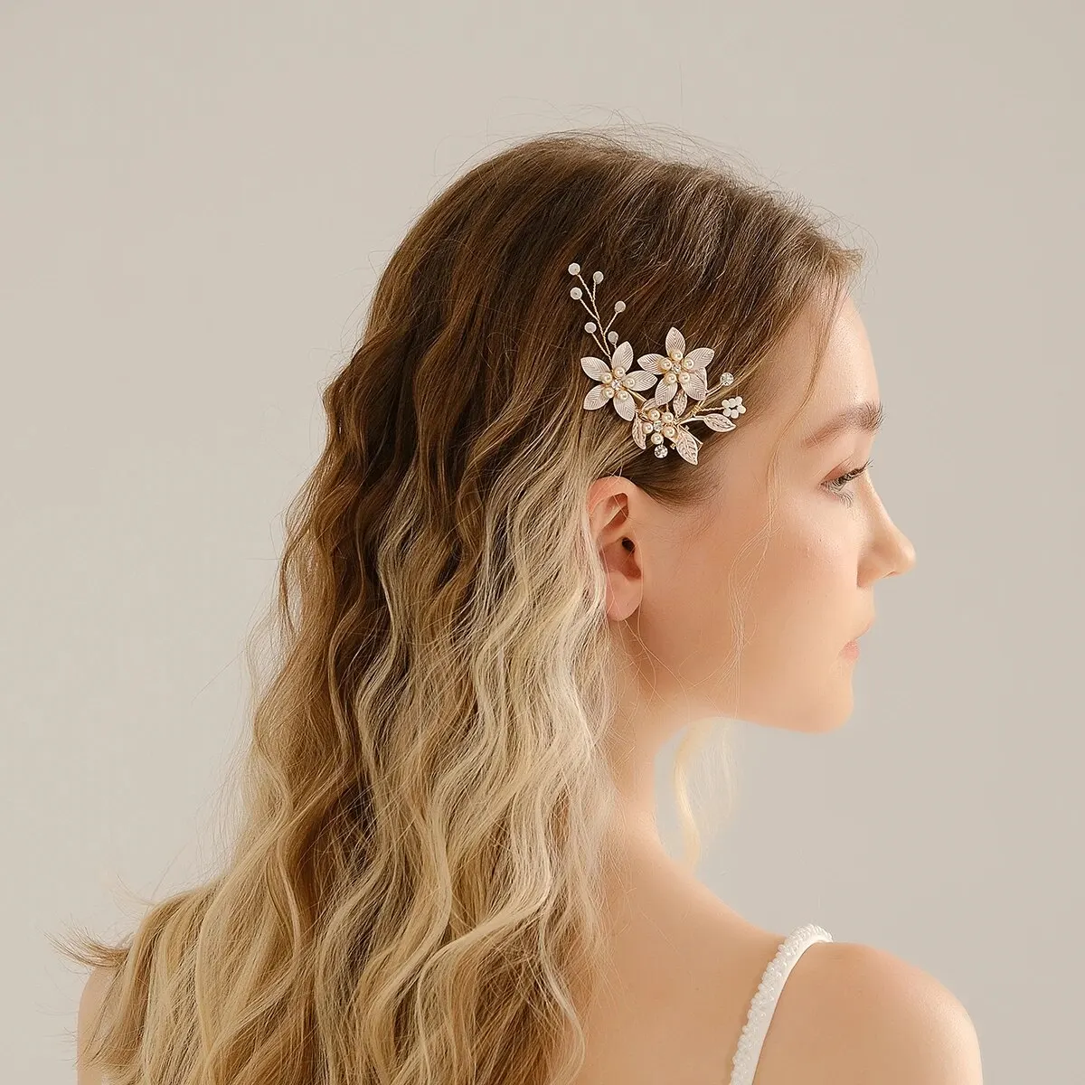 Kristall Perle Braut Haar Kamm Kopfbedeckung Strass Perle Braut Haar Clip Stirnbänder Zubehör Schmuck – Detail 1