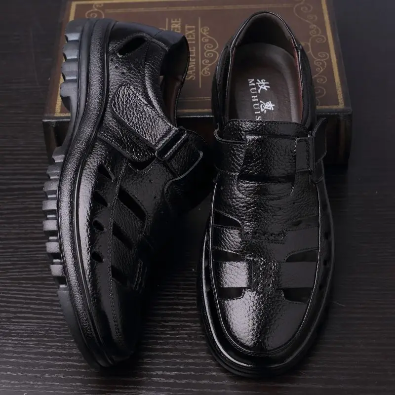 Luxury Men's Sandals Summer New Hollow Out Leather Shoes for Men Breathable Casual Shoes Fashion High Quality Men Sandalias 2026