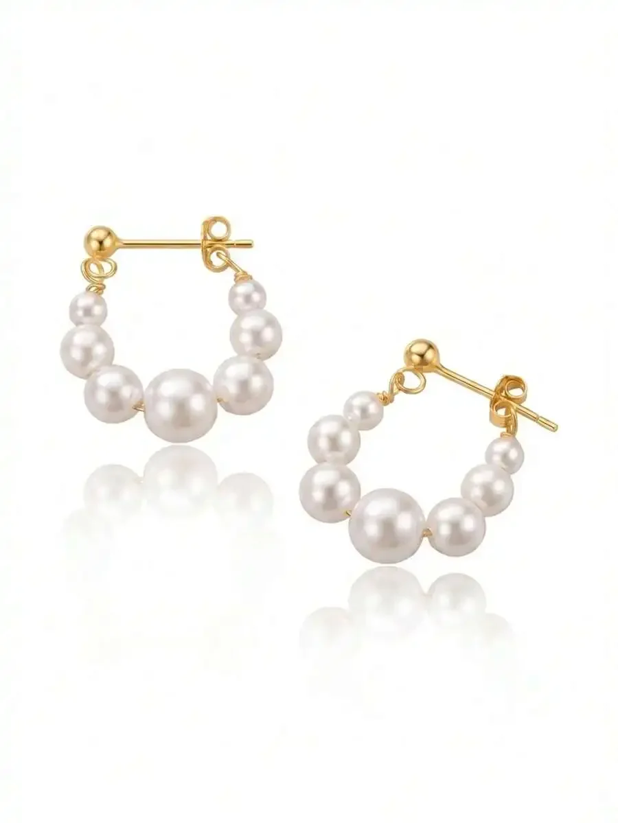 

Elegant Pearl Hoop Earrings For Women Minimalist Luxury Design