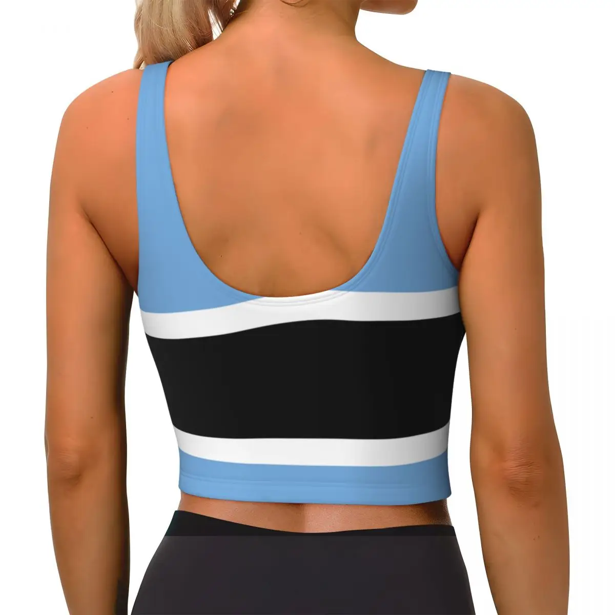 Yoga Vest Women Gym Sports Crop Tops Botswana Flag Streetwear Workout Breathable Tank Top Female