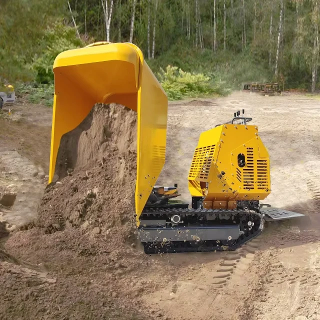 Mini-Dumper, Raupe, kleiner Gummi-Raupen-Transportwagen, Mini-Raupen-Dumper, drehbar, Heben, 1200 kg, mit CE-EPA-Motor
