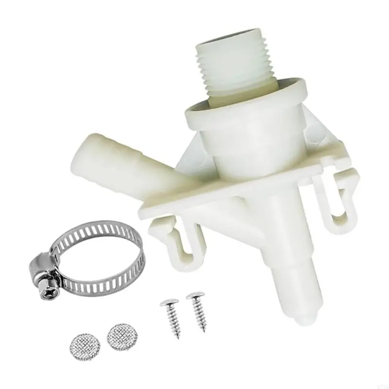 Mobile Toilet Water Control Valves Replacement Assembly with Filter Screen, Threaded Water Port, Hose Outlet and ABS D7YA