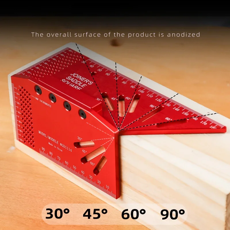 3D Multi-Angle Measuring Ruler Aluminum Alloy 45/90 Degree Multifunctional Ruler Miter Triangle Ruler Dual 45° Angle DIY Marking