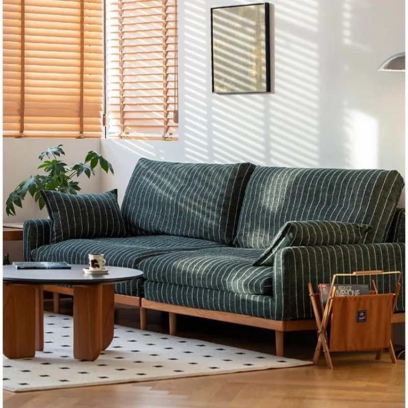 

Sofa Fabric Sofa Small Apartment Living Room Chenier Velvet Japanese Retro Three-person