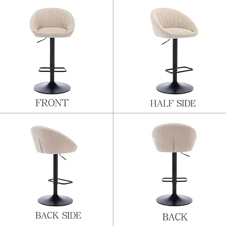 2 sets of bar stools, fabric bar chairs with adjustable legs, kitchen high chairs, bar stools with footrests, bar/kitchen