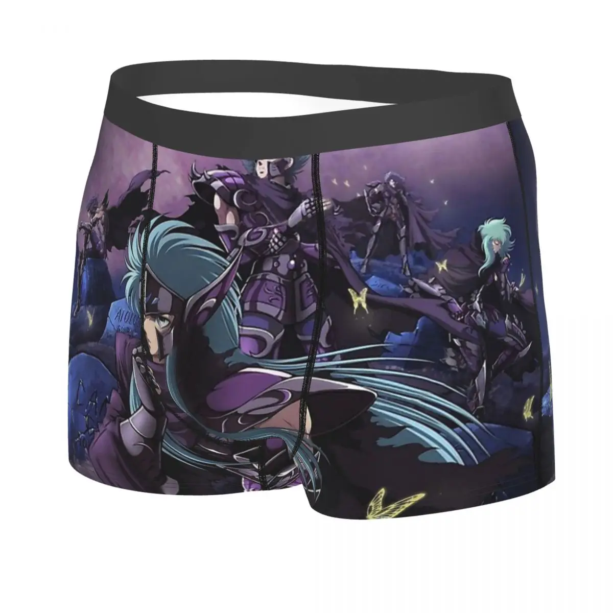 Knights Of The Zodiac Black Man\'s Boxer Briefs Underwear Saint Seiya Advanture Anime Highly Breathable High Quality Birthday