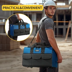 WINHUNT Heavy Duty Tool Bag, Portable Organizer, Large Zipper, Adjustable Shoulder Strap, Perfect for Mechanics, HVAC Engineers