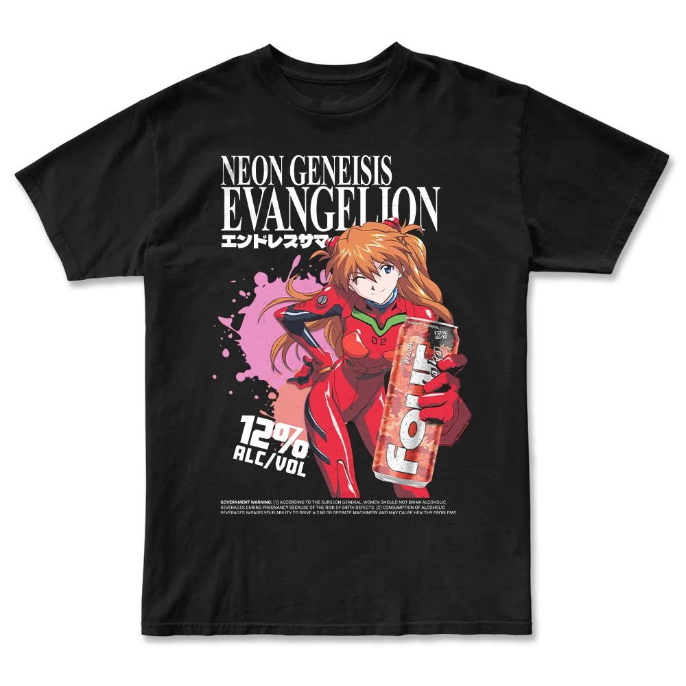 Evangelion Asuka T-Shirt Asuka Soryu T-Shirt 90er Jahre Anime Grafik T-Shirt Four Loco Shirt Kleidung Kurzarm Herren Damen Ganzjährig