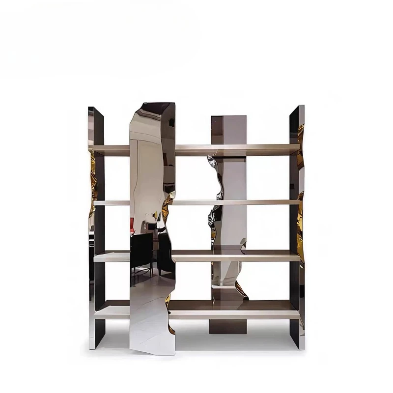 Metal Bookshelf Designer Creative Mansion Living Room Floor-to-ceiling Multi-layer Shelf