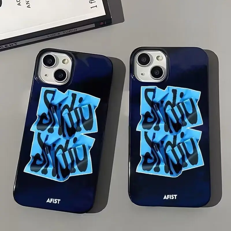 2023 Silica Gel Shockproof Jelly Black Phone Case For iPhone 15 14 13 12 11 Pro Max XS XR 7 8 Plus Originality Blue Tape Pattern