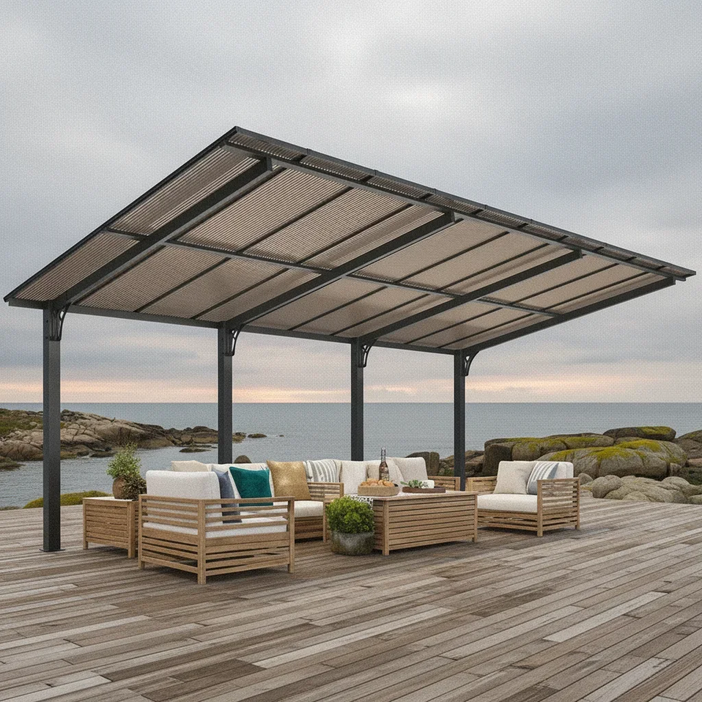 

20x10 Outdoor Gazebo Carport Shelter Pergola with Roof Wall Mounted Heavy Duty Awning for Patio Yard Garden, Custom