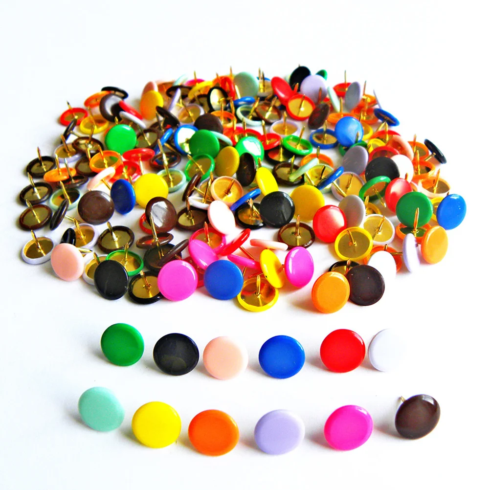 300 قطعة مستديرة ملونة مسطحة الرأس Thumbtacks لينة الفلين مجلس دبابيس لمكتب المنزل المشارك نشرة دبابيس ضغط الزخرفية الصغيرة