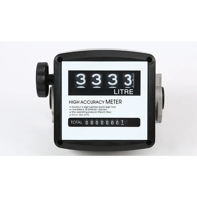 Gallon Flow Meter K44L 4 Digit Counter Oil Measuring Gauge For Liquid Fuel Volume Inspection