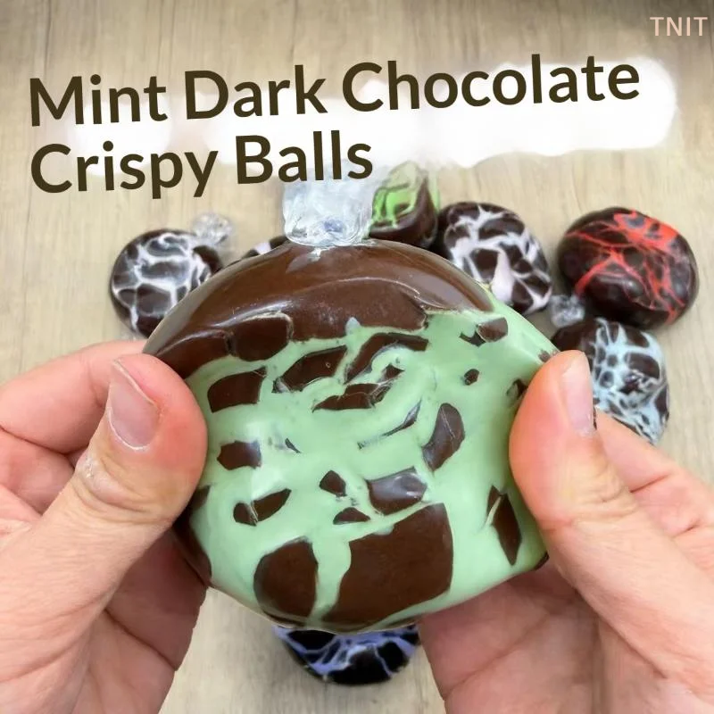 

[J] 1Pcs Anti Stress Squeeze Sensory Fidget Toy Mint Dark Chocolate Handmade Ball Mint Black Crispy Ball Simulate Sensory Toys
