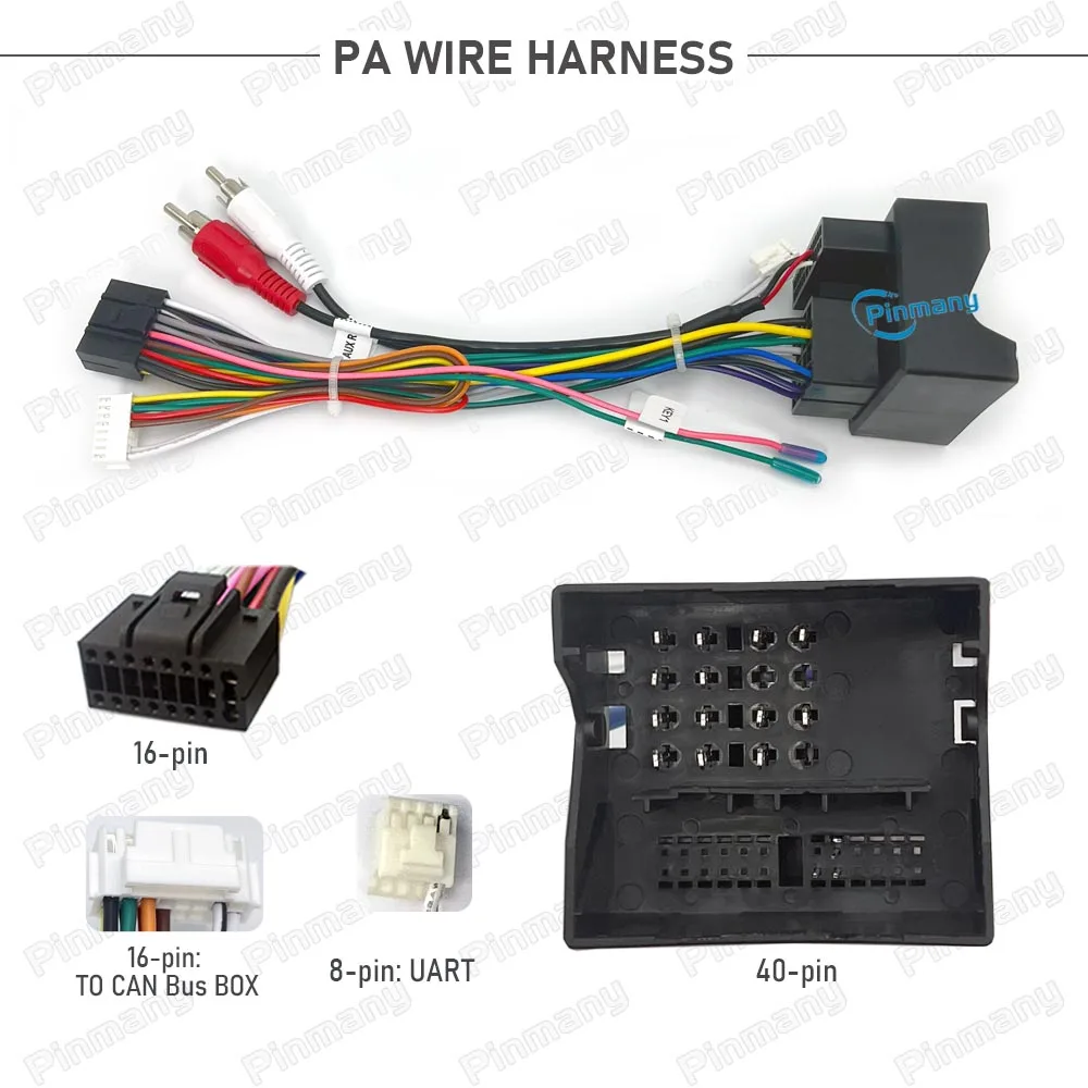BMC1 40-Pin to 16-Pin Android Car Radio Wire Harness Adapter with RAISE G-RZ-BMW52 CAN Bus Decoder for 2005~2012 BMW 3 E90