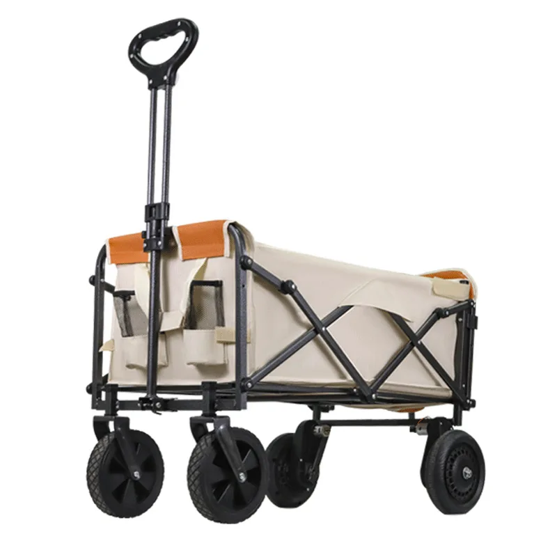 

World First Small Push Cart Remote Control Electric Camping Cart Outdoor Travel Parent Child Push Cart Foldable Mesh Structure