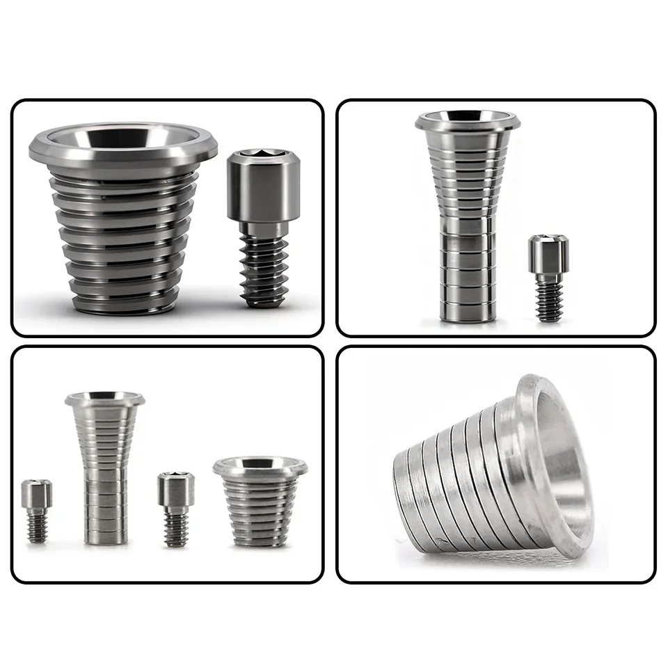 10Pcs Dental Multi Ti Base Compatible Multi-Brand Systems Titanium Non-Engaging Copings With Bridge Screws Restorations Tool Kit