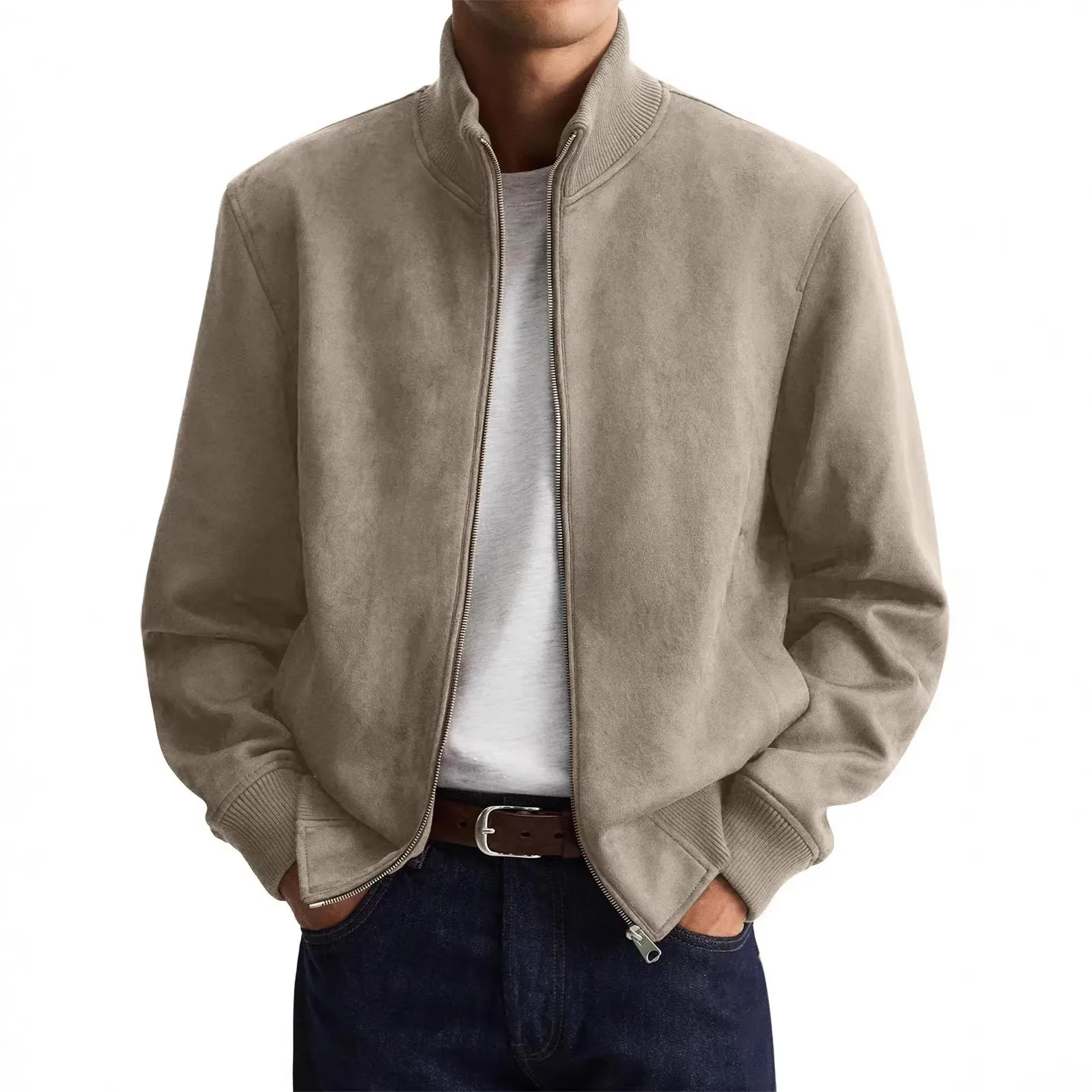 Casual Zipper Coat Regular Fit Japanese Style Hooded Lightweight Men Jacket with Long Sleeve Slant Pocket Wrinkle Resistant