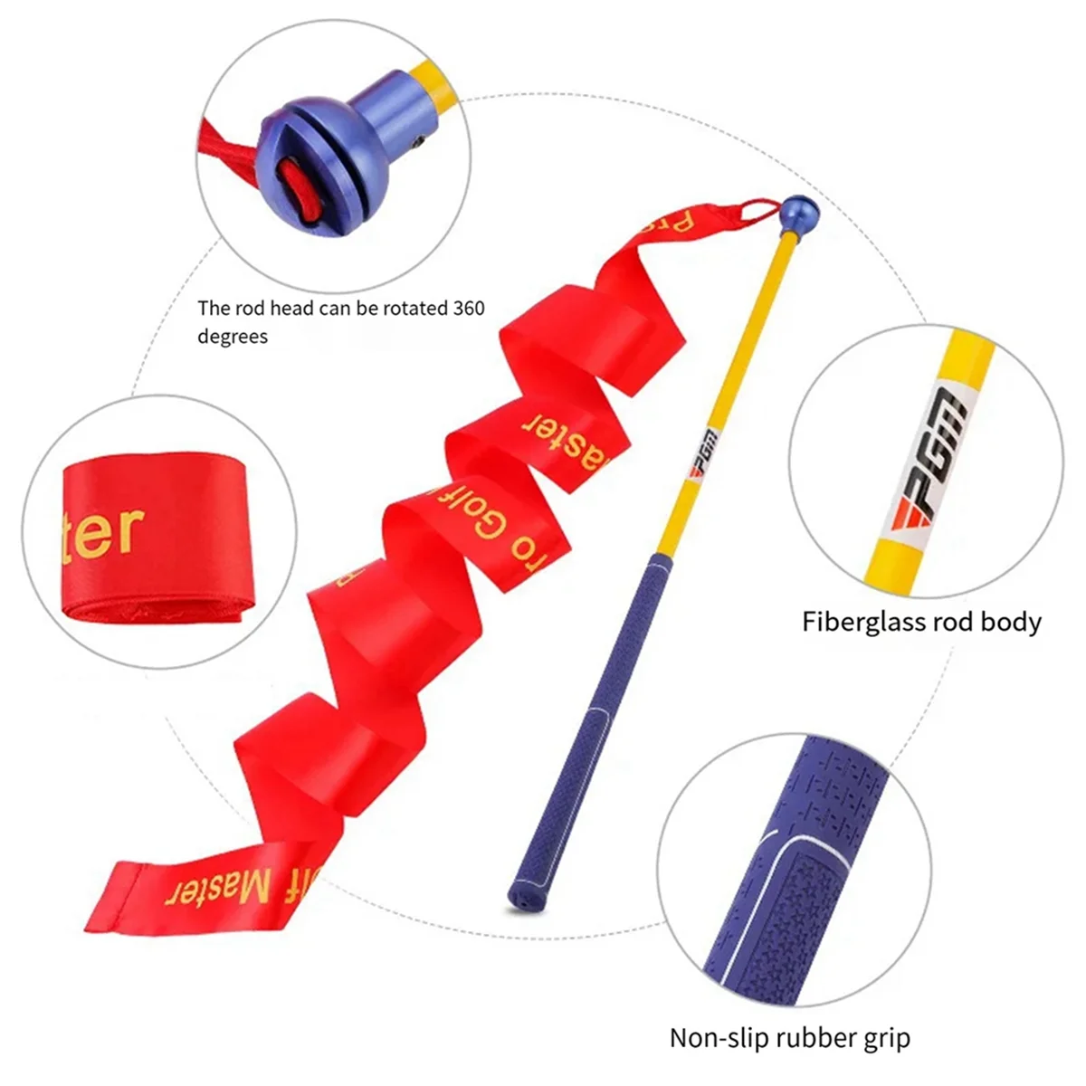 

PGM Golf Practice Aid Colorful Ribbon Swing Trainer