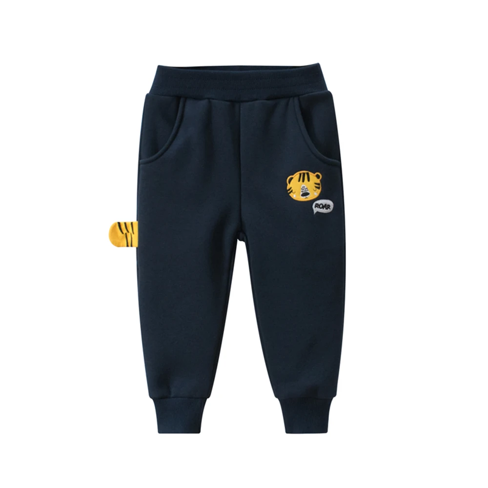 OVTRB Kids Boys' Pull on Fleece Jogger Pants Toddler Tiger Embroidered Sweatpants Kids Little Boys Long Pants