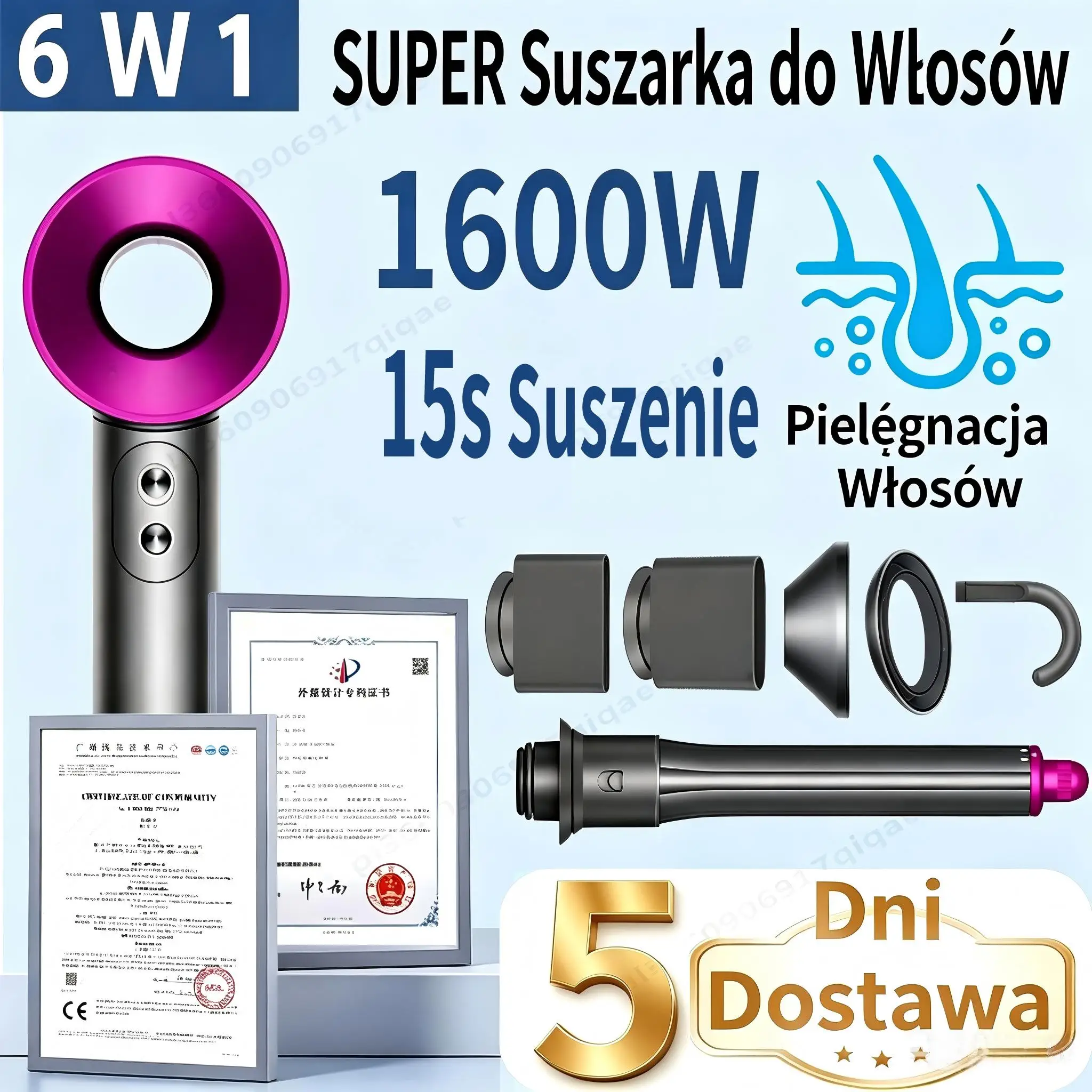 SenCiciMen 6 w 1 – superfunkcyjny suszarka do włosów z funkcją jonizacji, urządzenie do pielęgnacji włosów, automatycznie nawijające lokówki, sprzęt AGD, wydajna suszarka, narzędzia do stylizacji