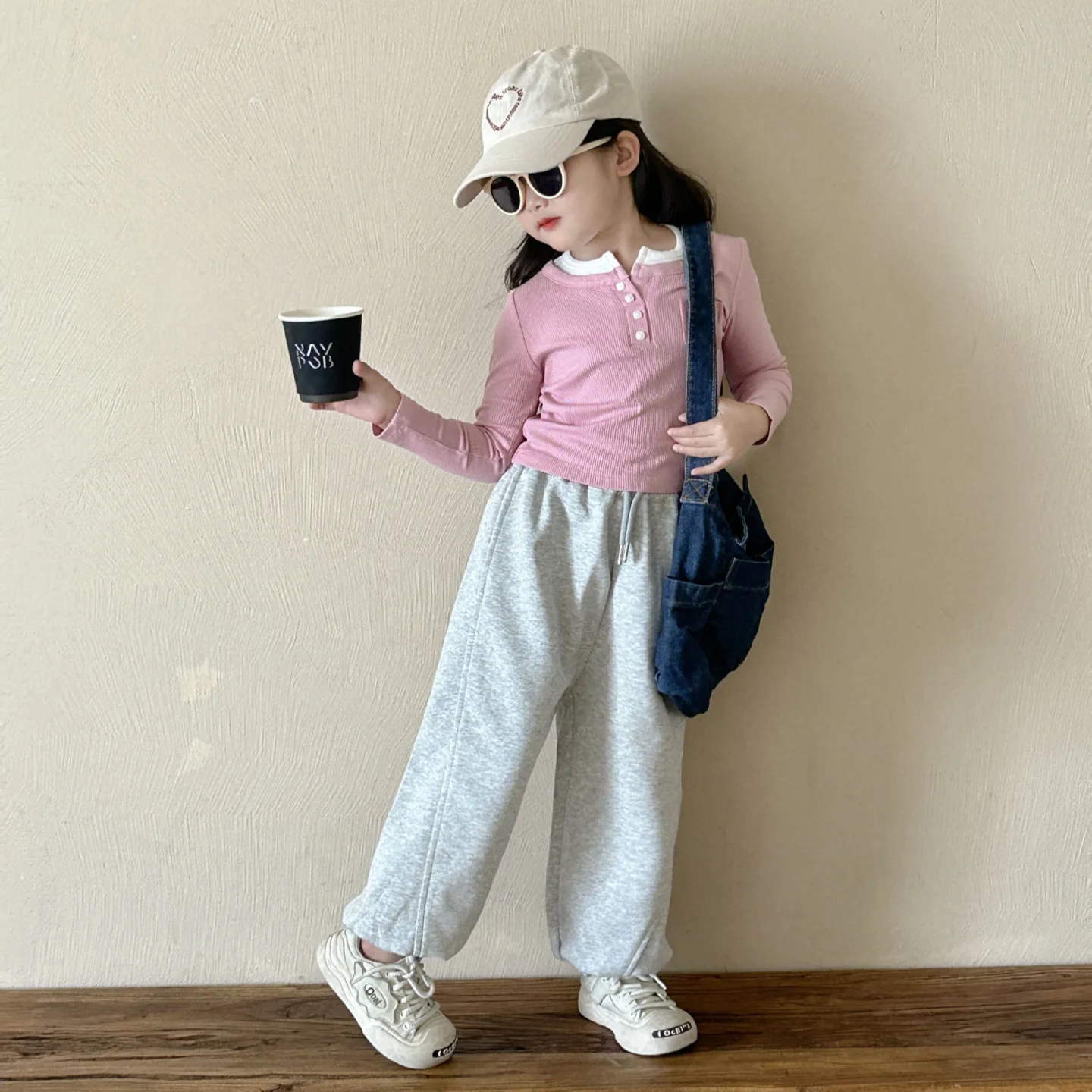 Girls Casual Pants 2024 Autumn New Korean Style Children Fashion Loose Sweatpants Children Wear Sports Trousers Grey Pant