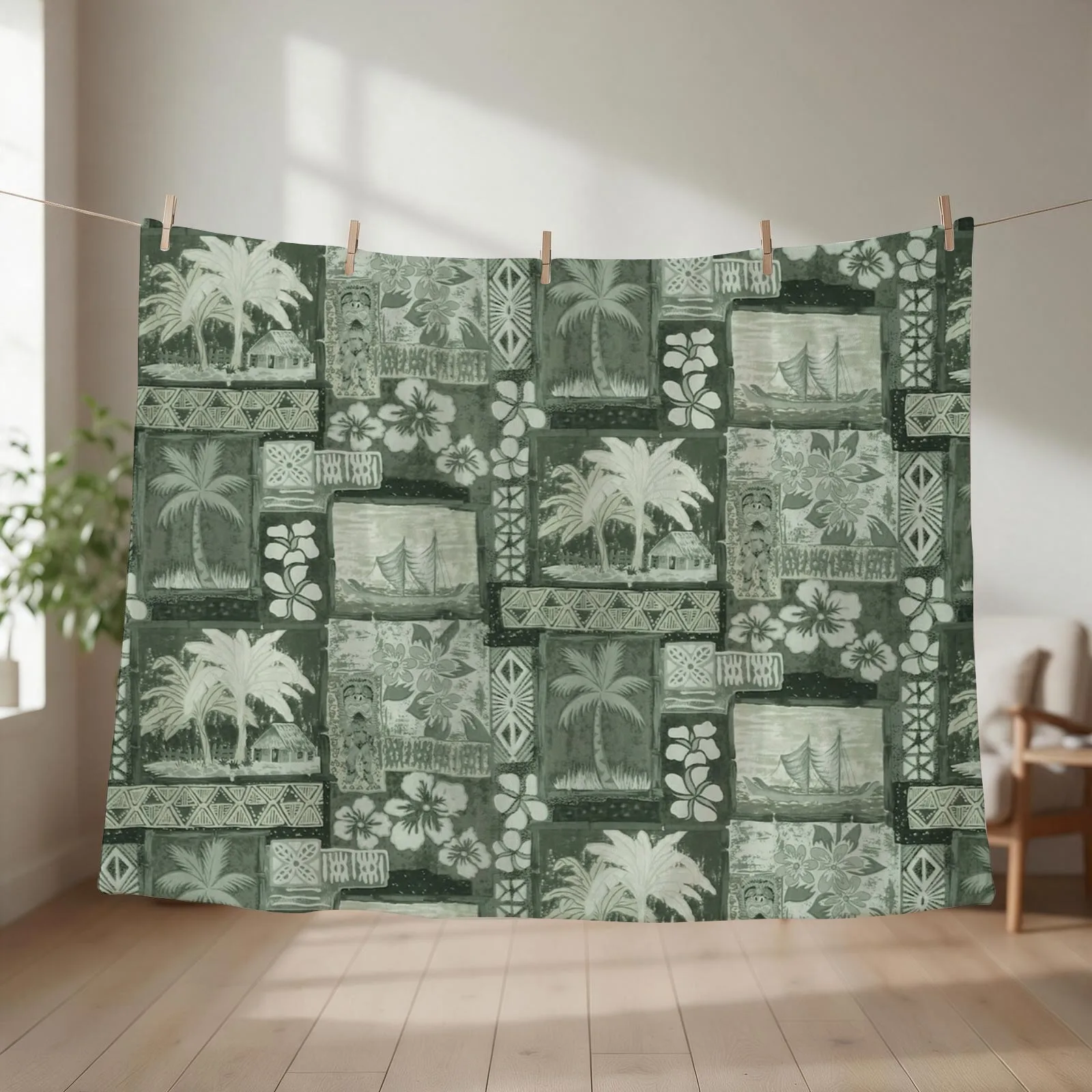 Kona Coast Retro Aloha Shirt Print Throw Blanket Hairy Flannel Fabric blankets ands Luxury Thicken Blankets