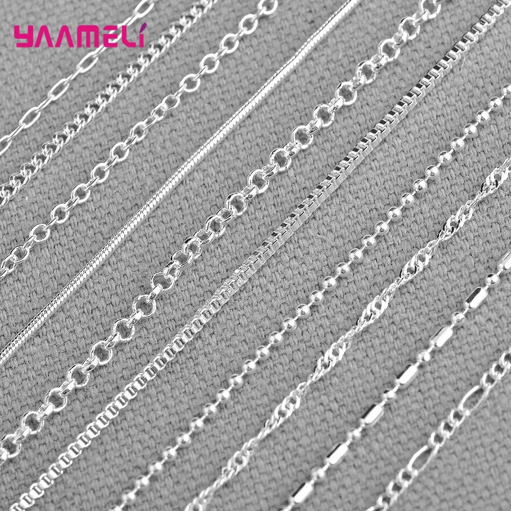 5Pcs Wholesale 925 Sterling Silver Jewelry Necklace 15 Styles Solid Snake Chain Necklace for Men   Women Party Jewelry Gift