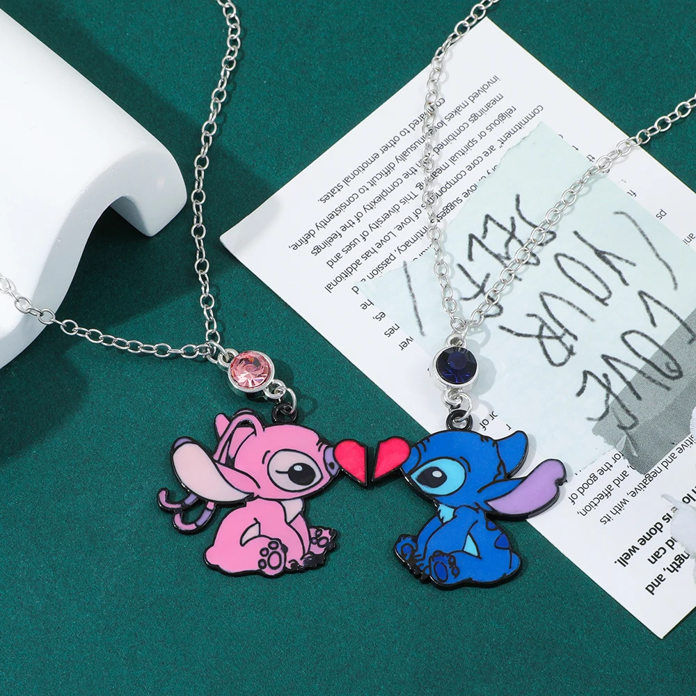 ديزني لطيف الكرتون غرزة الملاك الحب Noctilucent المينا قلادة قلادة مناسبة لعيد الحب الذكرى لعبة هدية #5