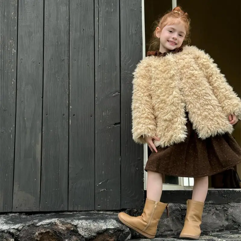 

Новое зимнее модное стеганое пальто для девочек, однотонная теплая утепленная куртка из искусственного меха, удобное стеганое пальто, детская одежда