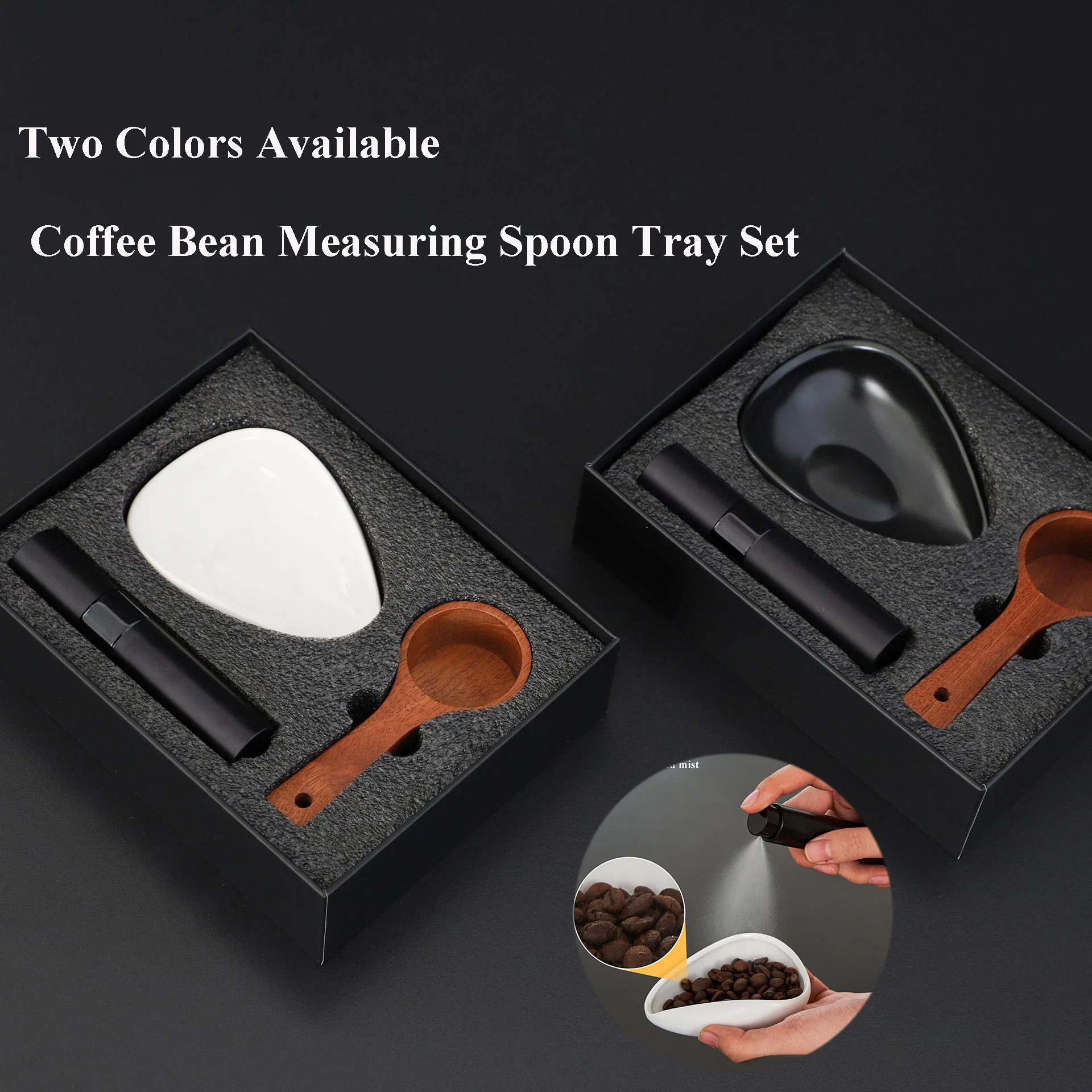 Coffee Bean Dosing Cup With Spray Bottle And Walnut Coffee Bean Spoon Set Portable Dose Measuring Tray Kit Coffee Lover Gift