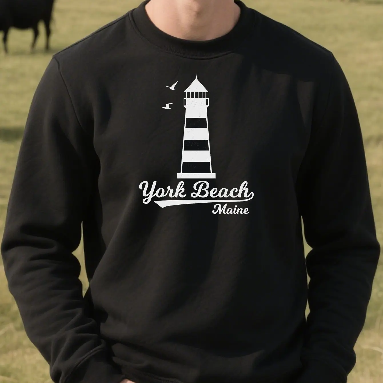 

Lighthouse Graphic Print Autumn and Winter Men's and Women's Sweatshirts Casual Loose Outdoor Street Sports Training Brand