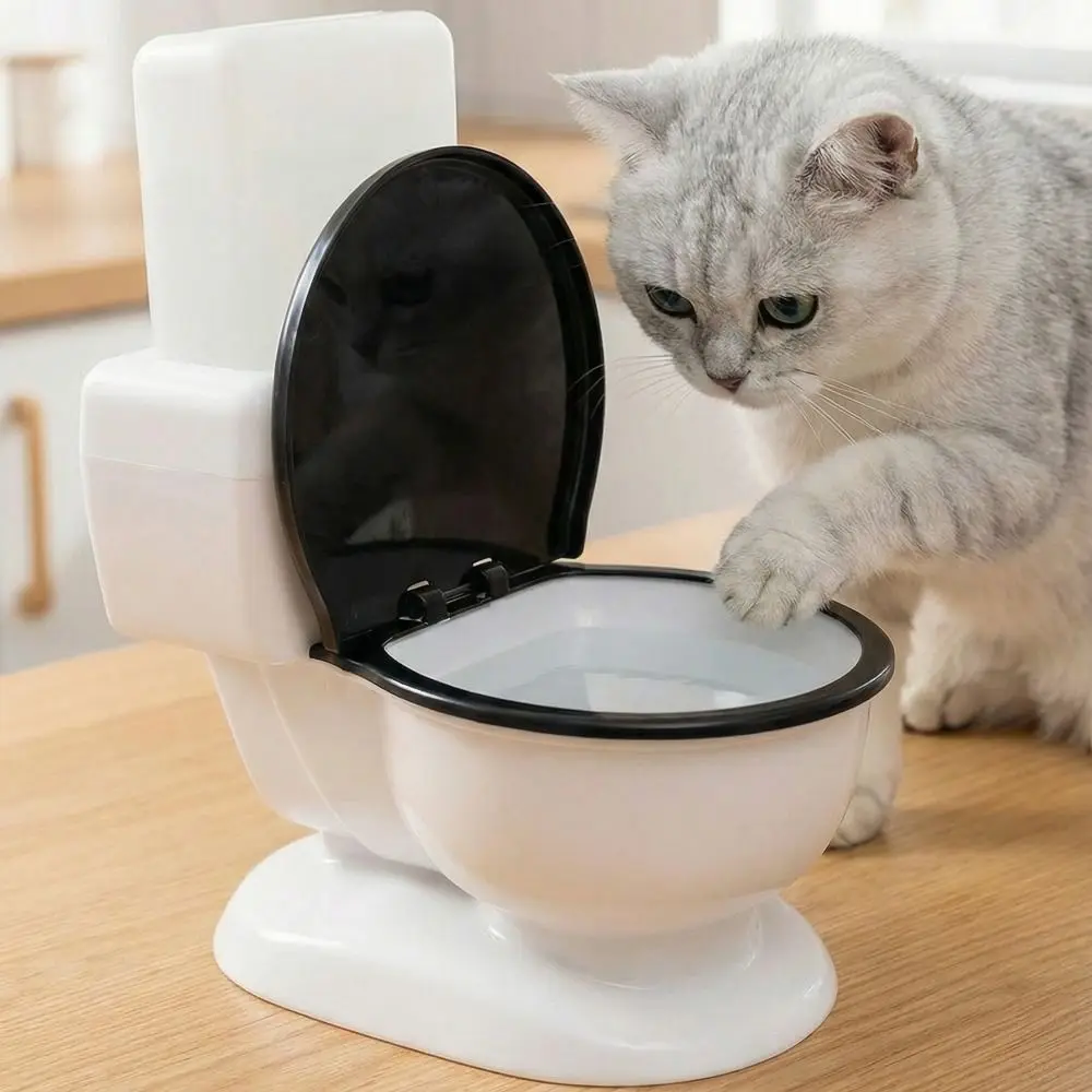 

Funny Toilet Shape Pet Water Dispenser Detachable 650 ML Pet Food Bowl with Lid Simulation Closestool Pet Feeder For Cats Dogs
