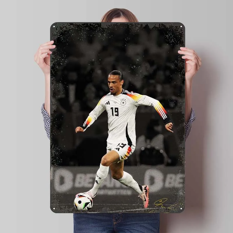 Leroy Sane Tinplate Sign Sports Metal Poster Modern Home Decoration Ornaments Custom Metal Signs for Wall Art Decoration Retro