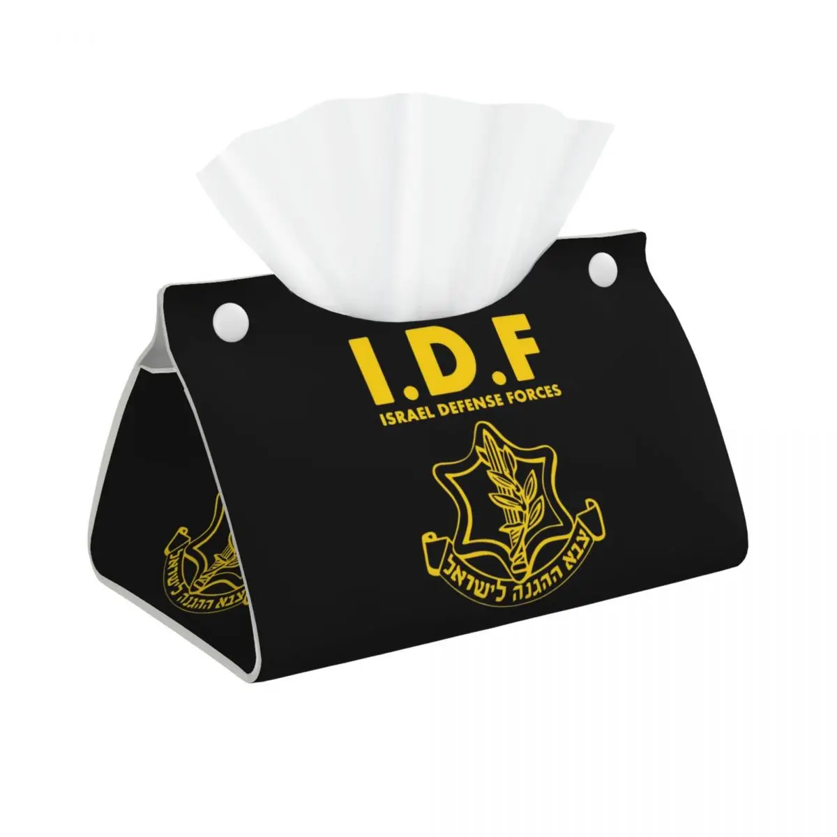 Custom Israel Defense Forces Facial Tissue Box Cover Rectangular IDF Military Army PU Leather Tissue Box Holder for Car Toilet