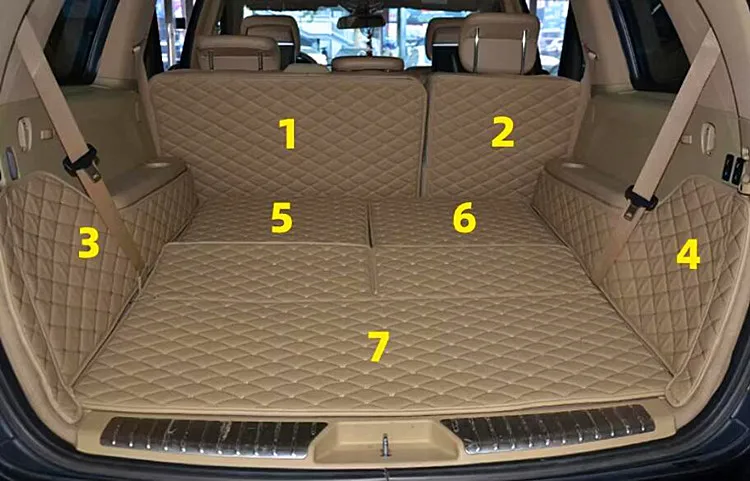 

Специальные коврики для багажника Mercedes Benz GLS 350 400 450 500 X166 (7 мест, 2019-2016 г.в.), защитные коврики-вкладыши для багажного отсека.