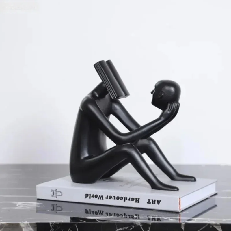 Book Reader Figure Sculpture Room Aesthetic Decor Creative Character Resins Crafts Abstract Figures Statue Desk Decoration